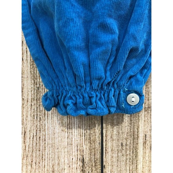 Vintage Corduroy Overalls Girl 2T Turquoise Gingham Pink Embroidered Cupcakes - Picture 4 of 8